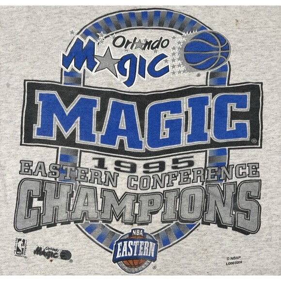 Vintage 90s Orlando Magic 1995 Conference Champions Tee Single Stitch USA Made L - Picture 2 of 7